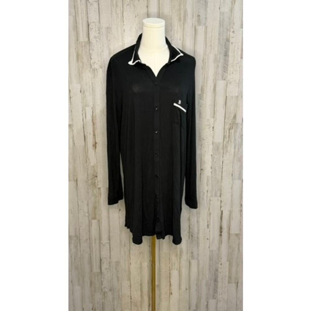 Victoria's‎ Secret Women's Black Button-Up Sleep shirt Size Large